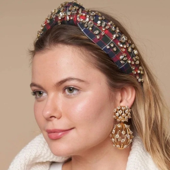 LELE SADOUGHI WOMENS LIMITED EDITION HOLIDAY PLAID 2020 HEADBAND RARE CRYSTALS - Picture 1 of 10